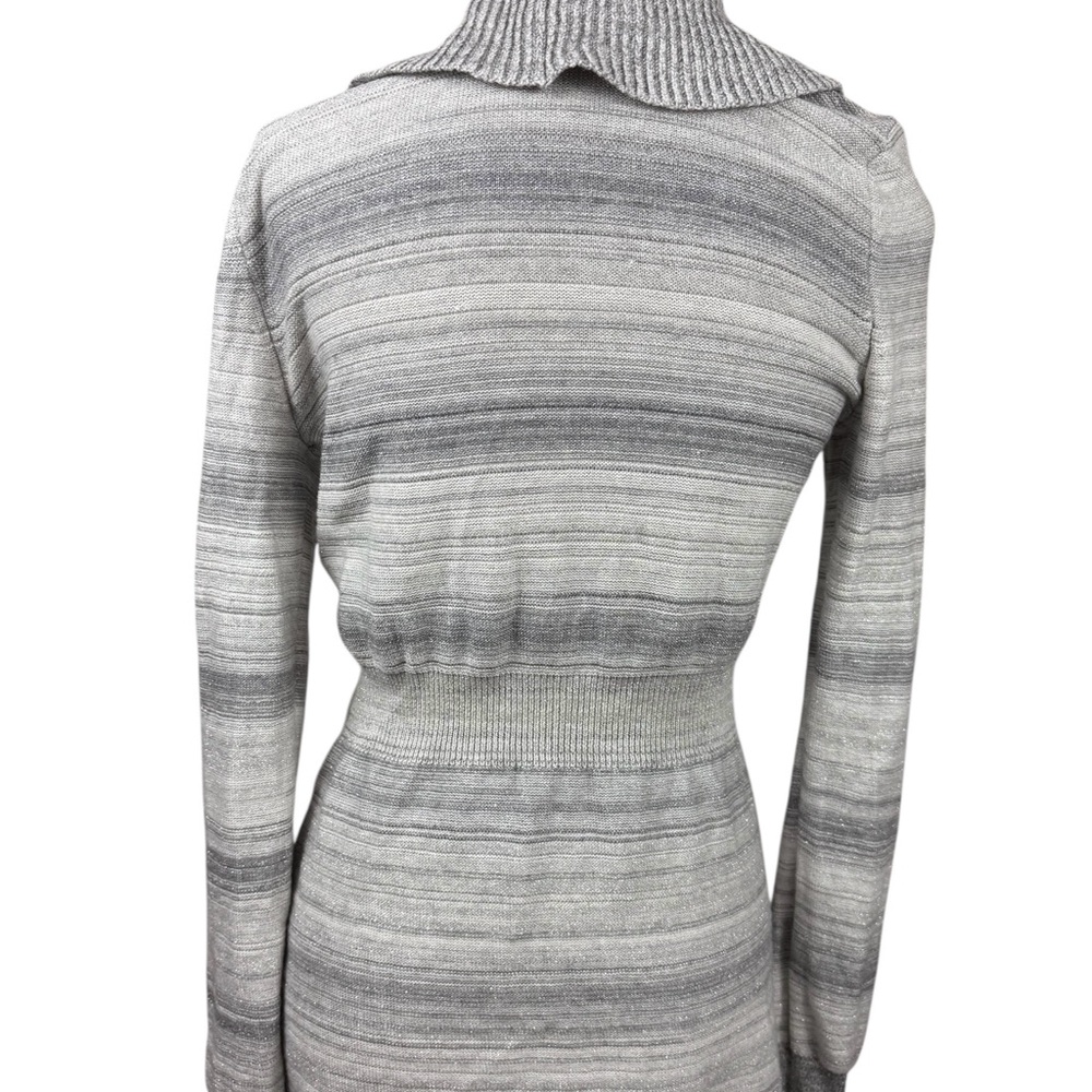 White House Black Market gray and silver ruffle cardigan sweater size small - Picture 3 of 13